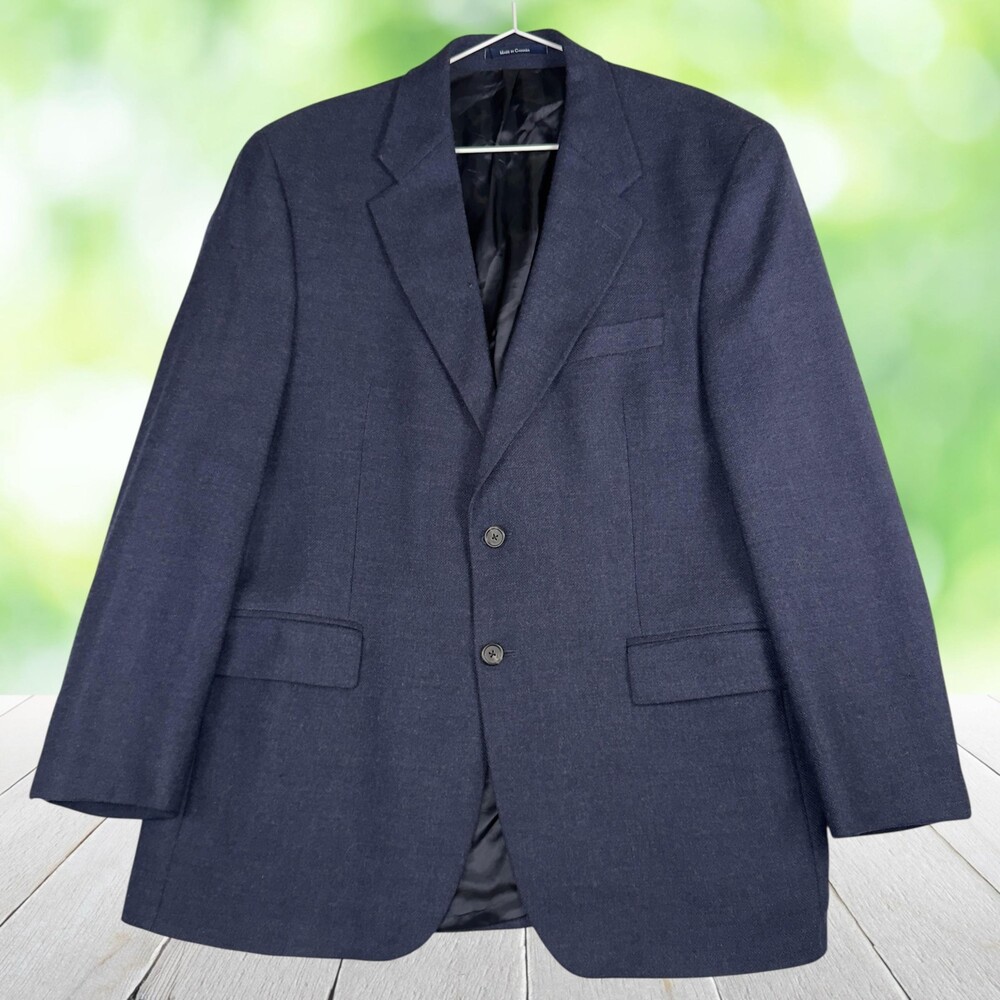 Vintage CHAPS RALPH LAUREN Lambswool Blazer Sport Coat Made in Canada Navy 42R